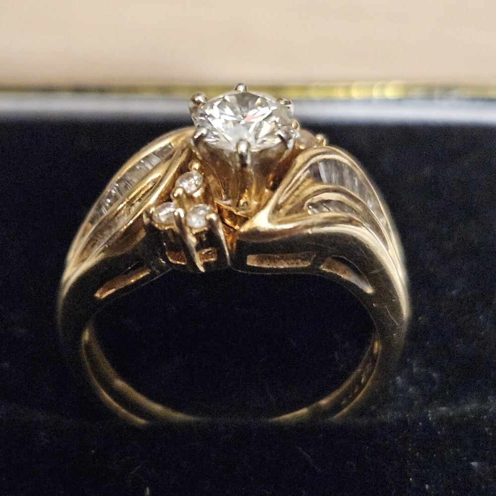 Hearts On Fire .44 ct Center Diamond Set In a 14K YG Ring, Size 6